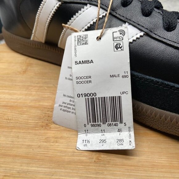 Adidas Samba Size 11.5 Men Black White Sneakers 019000 - Picture 8 of 9